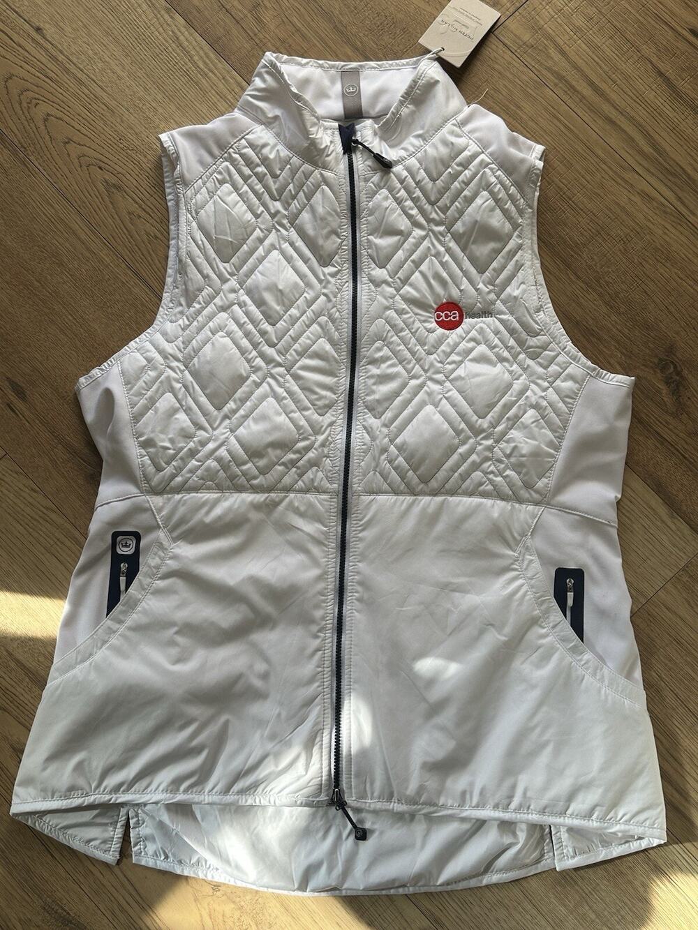 Peter Millar Women's Lizzie Hybrid Vest Large White Quilted Insulation NWT Logo
